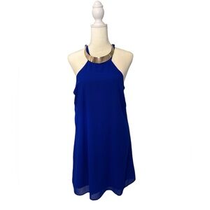 Charlotte Russe cobalt blue dress with gold banded